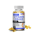 Vitamin D3+K2 Capsules - Helps Regulate Calcium Metabolism and Supports Teeth, Bones, Heart Health, Joint Health, and Immunity