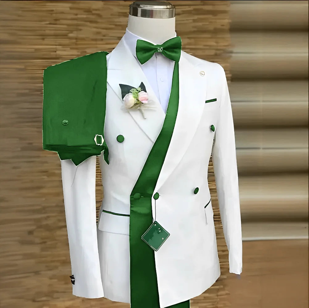 Double Breasted Formal Suits for Men Business Prom Blazer with Pants Wedding Groom Tuxedo Male Suits Custom 2 Pieces Suit Jacket