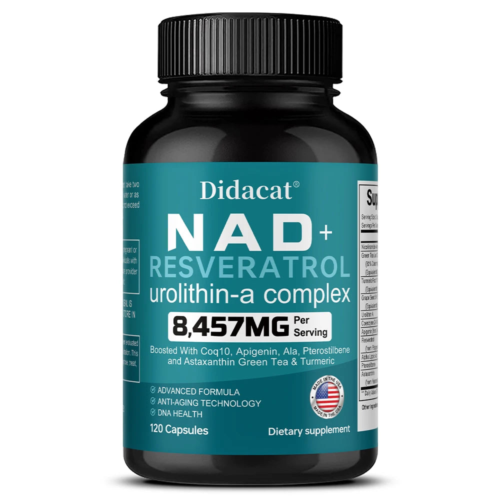 NAD + Resveratrol - Anti-aging, Helps Boost Energy, Promotes Cell and Skin Health, Neuroprotection and Sleep Improvement