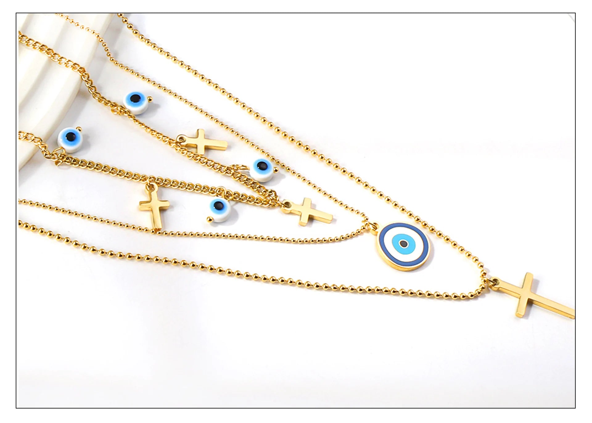 Classic Cross Pendant Necklaces For Women Girls Fashion Gold Plated Stainless Steel O Chain Collares Para Mujer Jewelry Gifts
