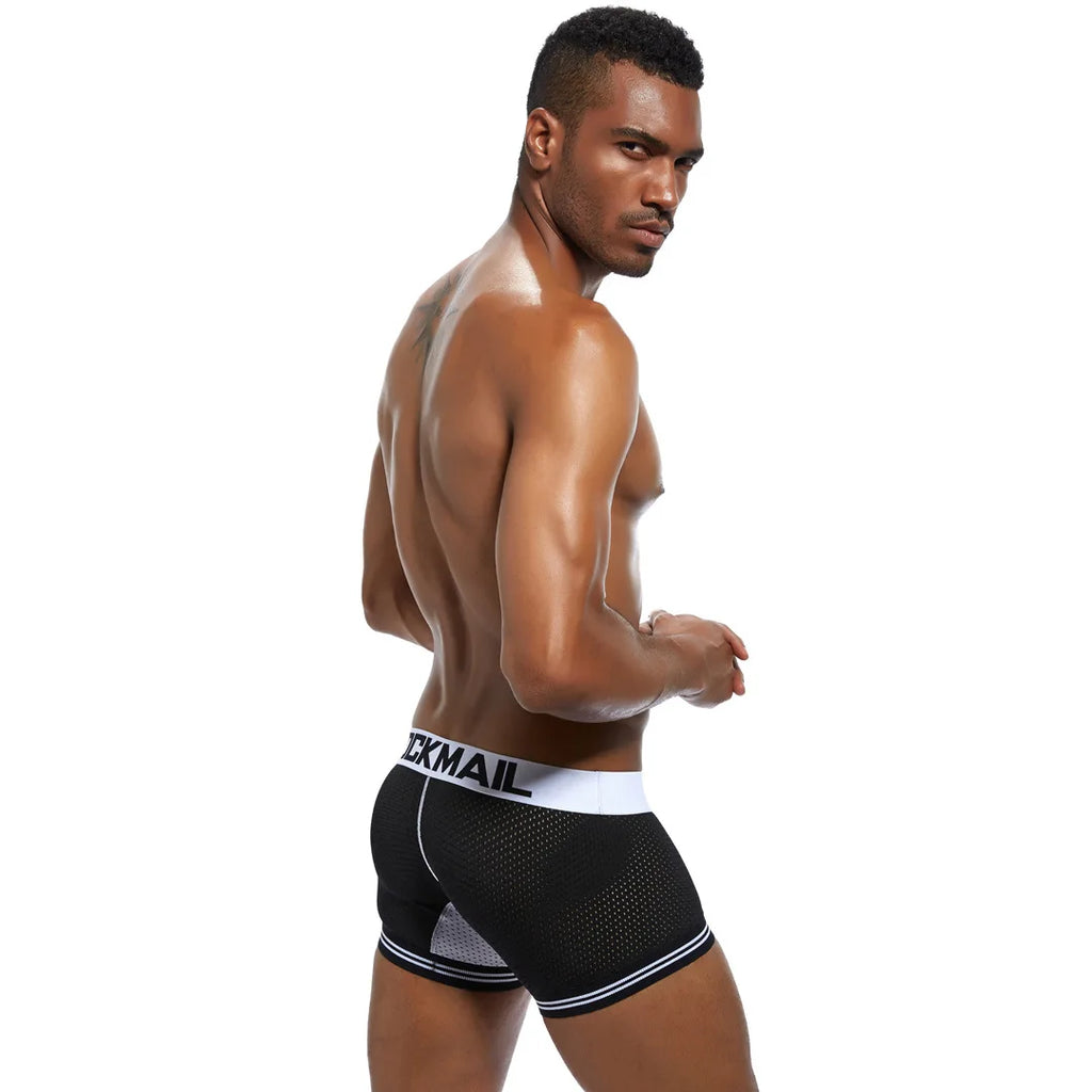 JOCKMAIL Men Underwear Boxes Mesh Quick Drying Ice Silk Breathable Youth Fashion Calzoncillos Sexy Am Gosteren Killer Sansursuz