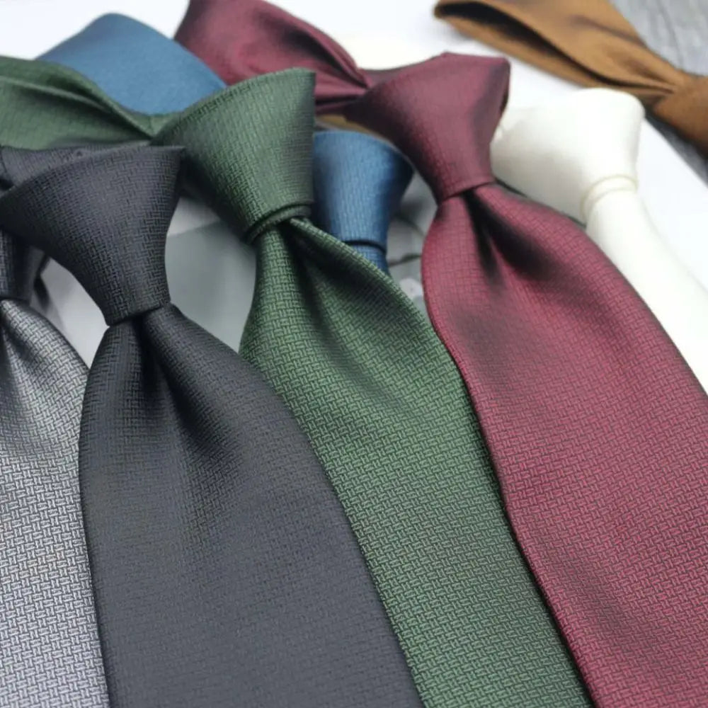 8cm Width Striped Neck Ties Solid Color Trendy Gentlemen Mens Necktie Black Gray Elegant Men's Wedding Tie Clothing Accessories