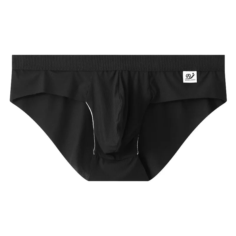 3Pieces/lot Breathable Low Waist Men's Ice Silk Briefs Seamless Shorts Sexy Underwear