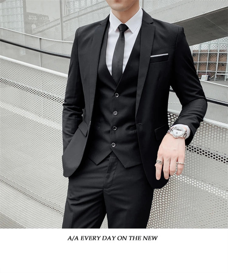 Suits for Men - 3 Pieces - New Fabrics - Fashionable Business Gentleman - Slim Fit - Wedding  Professional Business Formal Dress