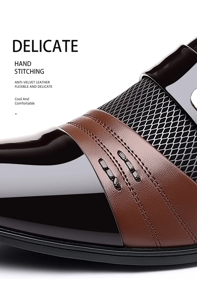 Men's Dress Shoes Pointed Toe Oxfords Classic Business Men Leather Shoes Slip on Wedding Casual Shoes Office Comfortable Loafers