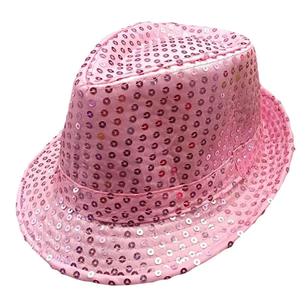 Men Women Jazz Hat Sequins Decorated Stage Dance Performance Cap Party Holiday Hat