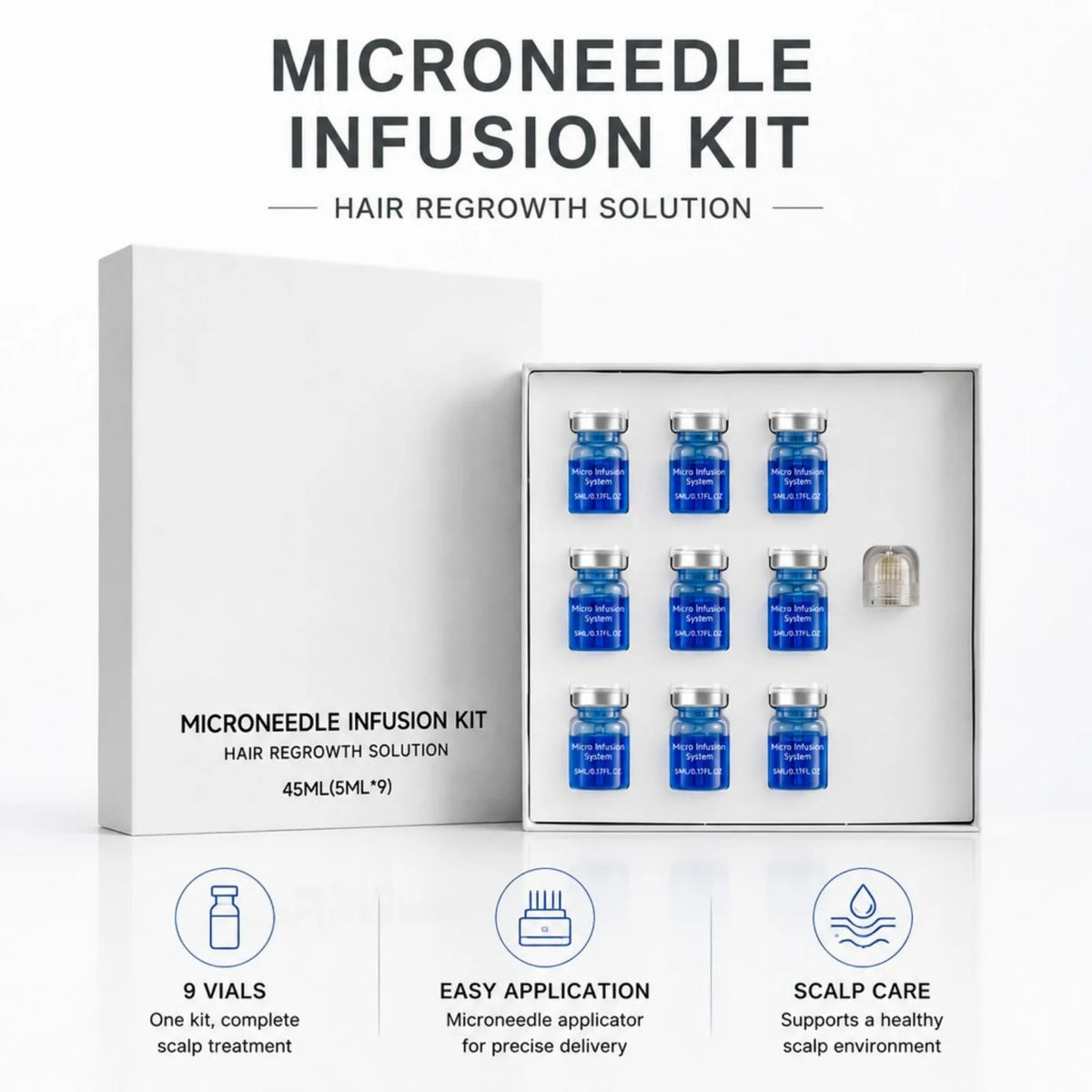 Hair Regrowth Microneedle Infusion Kit Nourishing Scalp Roots Anti-Thinning Hair Care Ampoule Serum Deep Penetration Scalp Serum