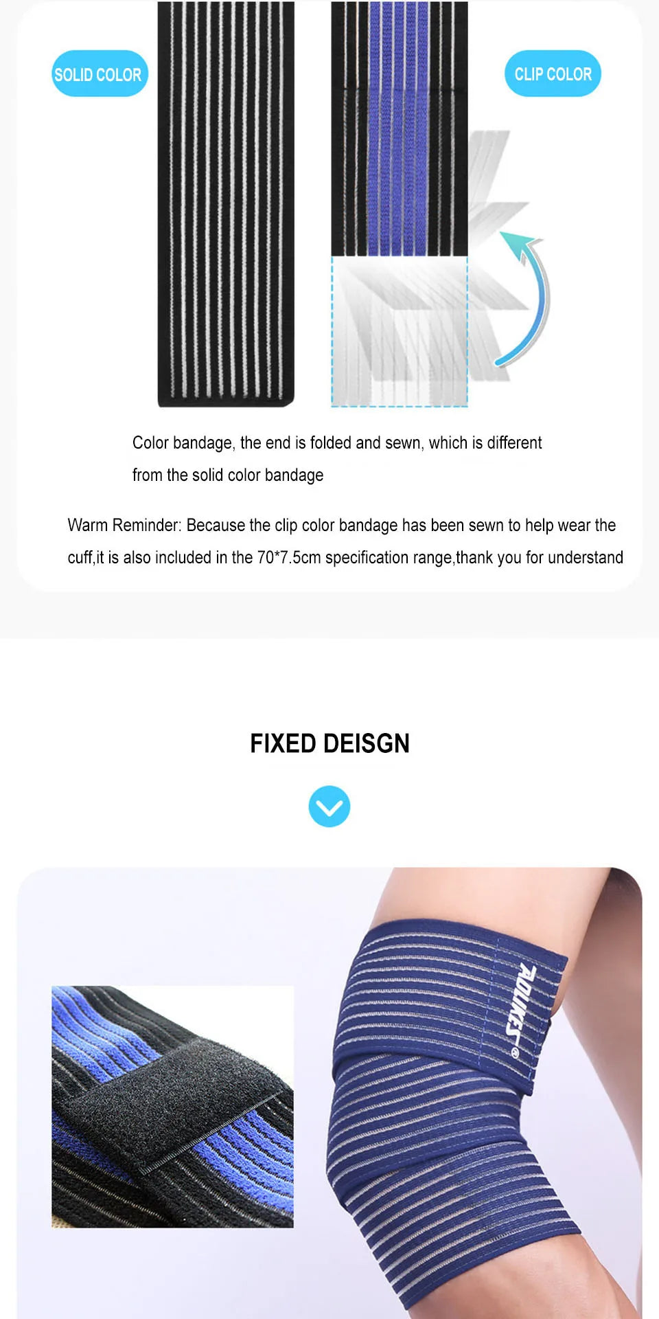 AOLIKES 1PC 40-180CM Elastic Bandage Compression Knee Support Sports Strap Knee Protector Bands Ankle Leg Elbow Wrist Calf Brace