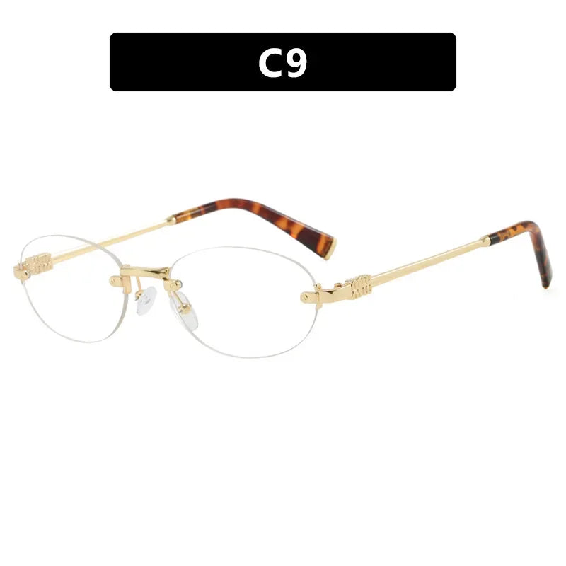 New Fashionable Oval Frameless Sunglasses UV400 UV Protection Glasses Fashionable Street Style Outdoor Driving Travel Sunglasses