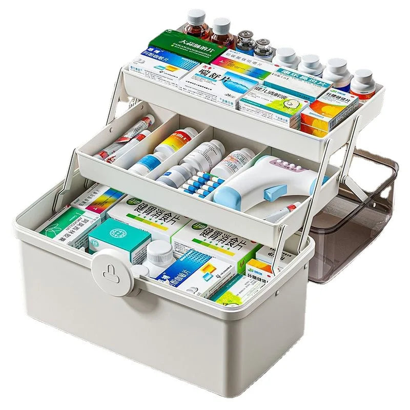 3 Layers Large Capacity Family Medicine Organizer Storage Box Portable First Aid Kit Medicine Container Emergency Pharmacy Box