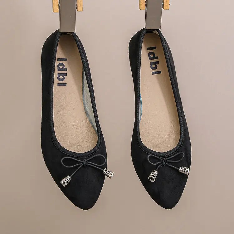 Women's Elegant Pointed Toe Ballet Flats with Bowknot Decor Slip-On Dress Shoes for Office Wedding Party Daily Casual Footwear