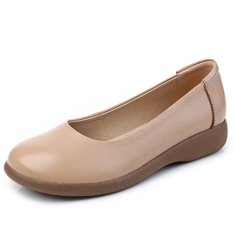 2025 Women Shoes Genuine Leather Spring New Dress Shoes Women Large Size Low Heels Office Lady Shoes