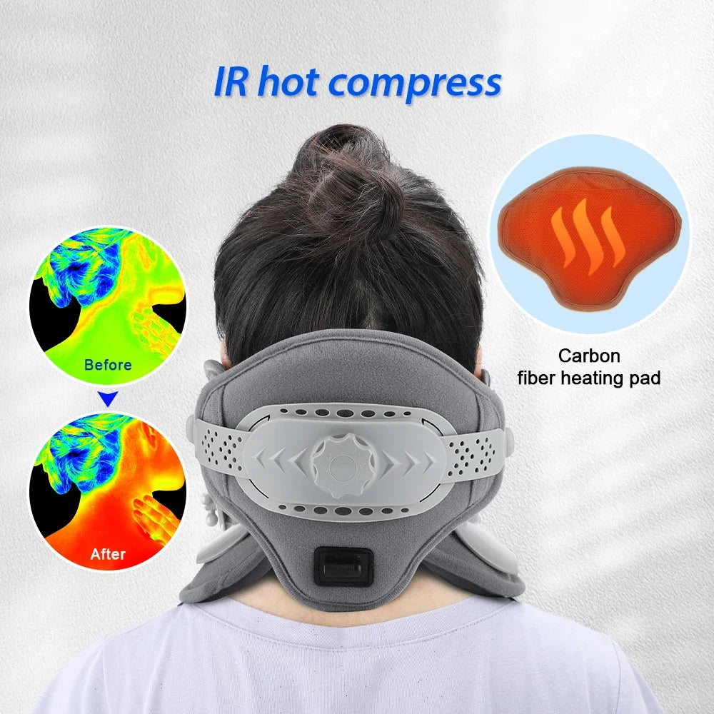 Medical Neck Traction Device Heating Cervical Collar Correction Kit Ergonomic Neck Retractor Cervical Collar Stretcher for Adult