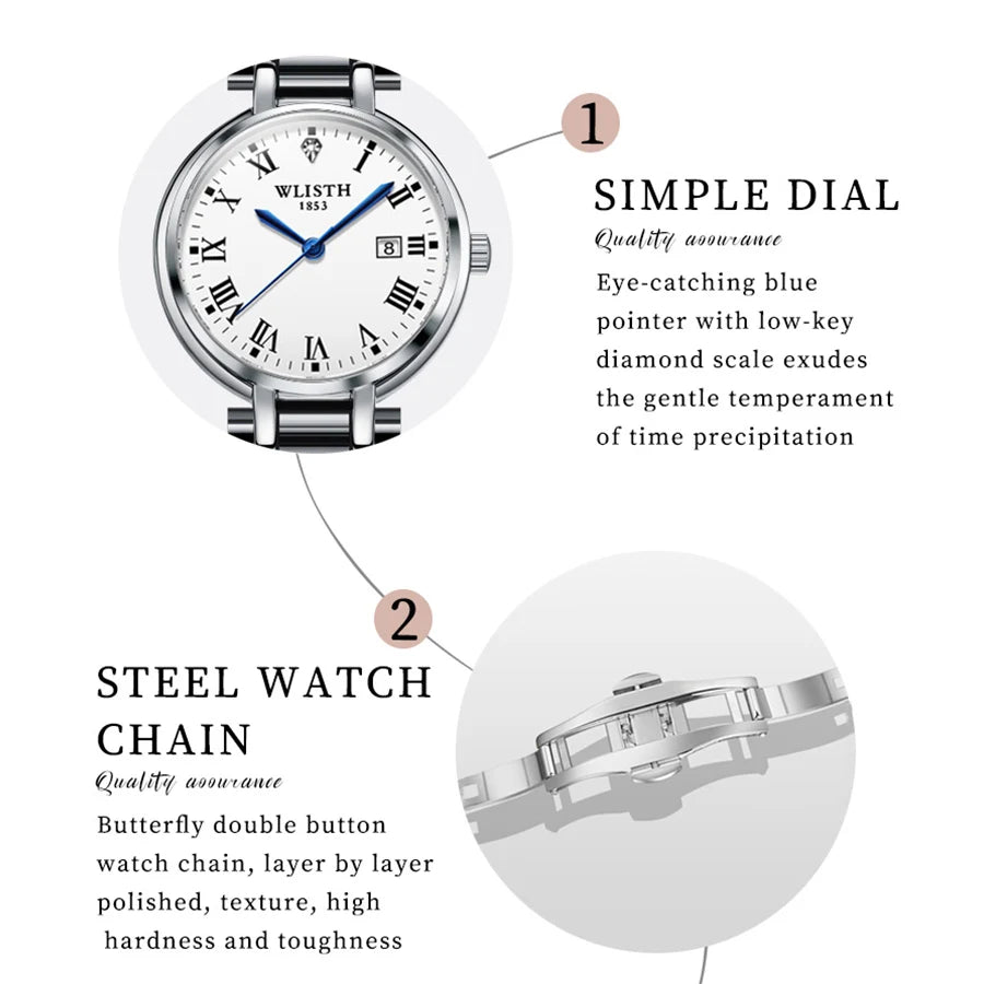 Watches for Women Stainless Steel Modern Hand Clock Female Gifts Luminous Waterproof Ladies Wristwatches for Women Montre Femme