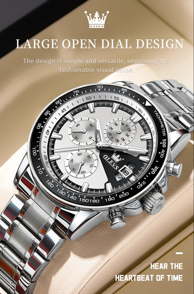 OLEVS Top Men's Watches Luxury Waterproof Luminous Classic Quartz Wrist Watch for Men Chronograph STOP WATCH Sports Man Watch