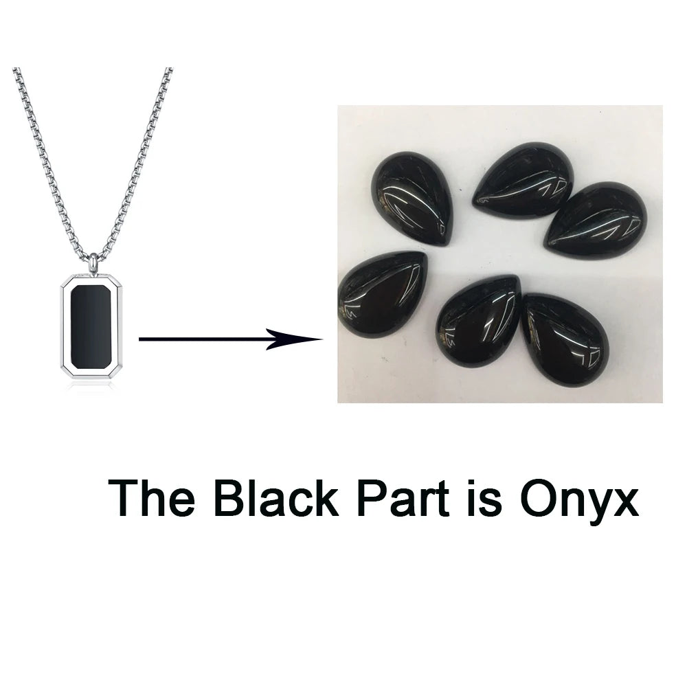 New Design Masculine Jewelry Great Quality Retro Vintage Agate Onyx Classic Box Link Chain Elegant Stainless Steel Men Necklace
