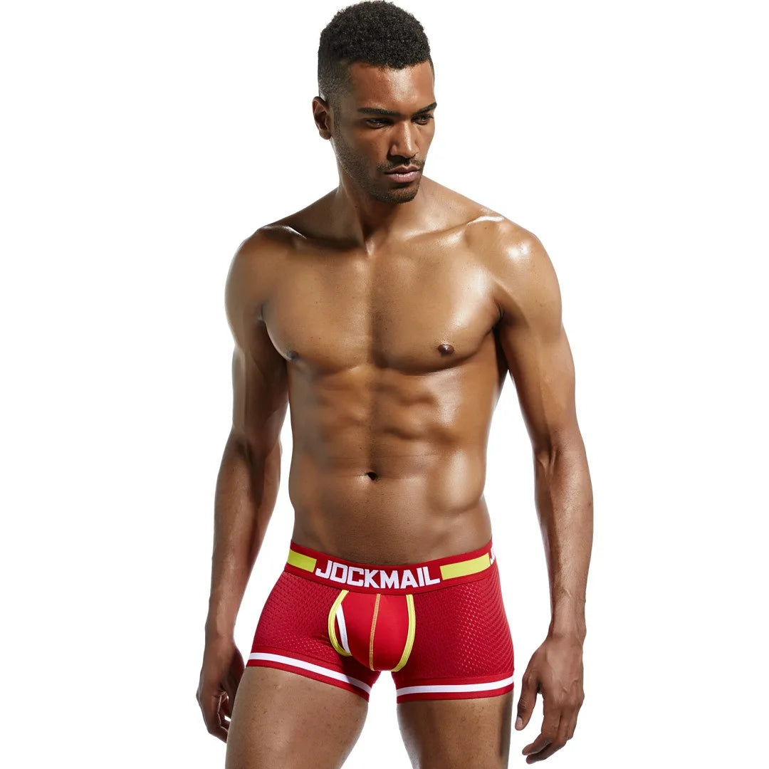 JOCKMAIL Men Underwear Boxes Mesh Quick Drying Ice Silk Breathable Youth Fashion Calzoncillos Sexy Am Gosteren Killer Sansursuz