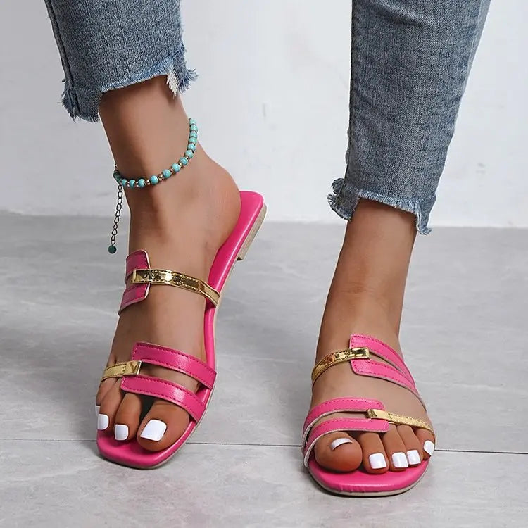 Women's Shoes Summer Flats Flip Flops Dress Shallow Casual Female Slides Rome Open-toe Women Slippers Slingback Sandals2023