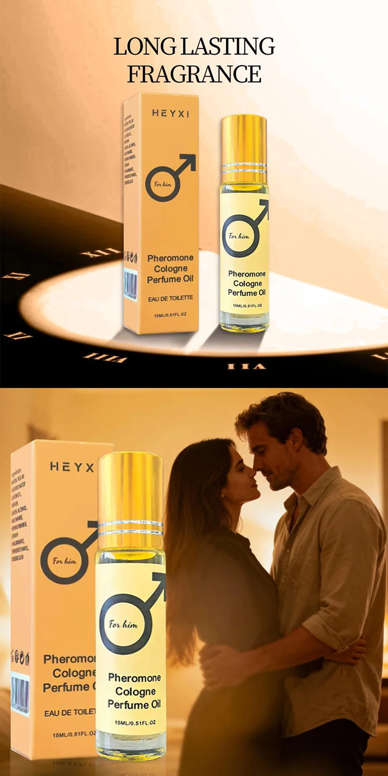 Pheromone Cologne Perfume Oil, lasting fragrance for men and women, portable travel clothes, romantic atmosphere perfume