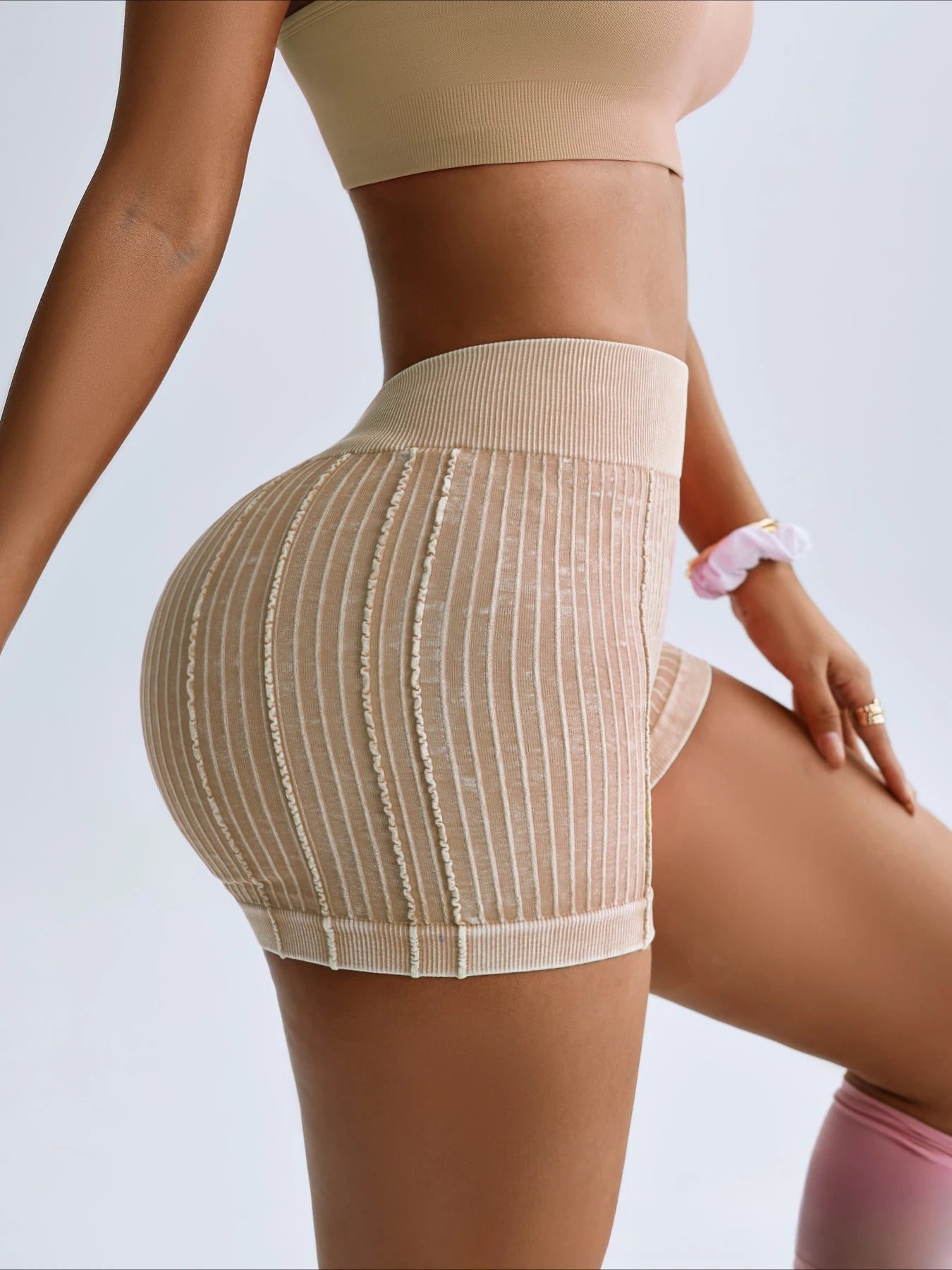 Woman Clothing Casual Shorts High Waist Ribbed Short Pants Outdoor Sports Shorts Female Yoga Fitness GYM Tights Running Trousers