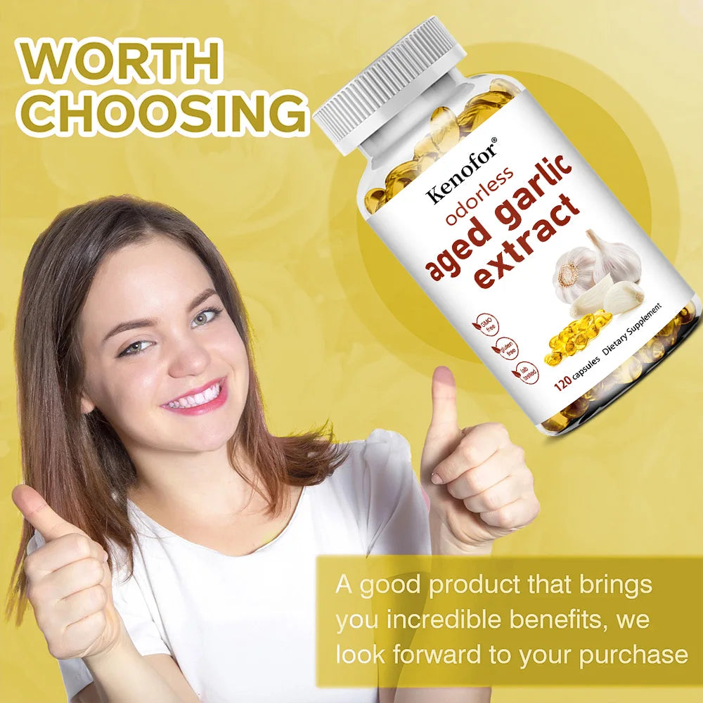 Aged Garlic Extract-odorless, Supports Heart Health, Supports Respiratory and Immune Health, Cleansing and Detoxification