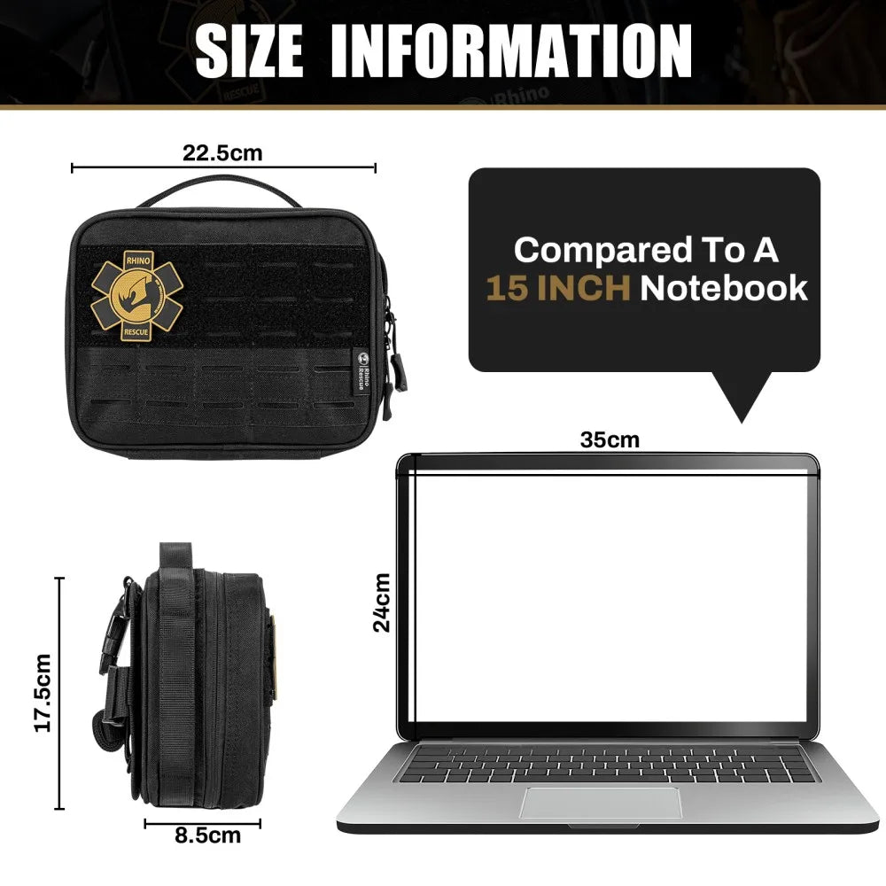 RHINO RESCUE large Car First Aid Kit IFAK POUCH Molle Medical Pouch for Travel Hiking Camping (empty bag)