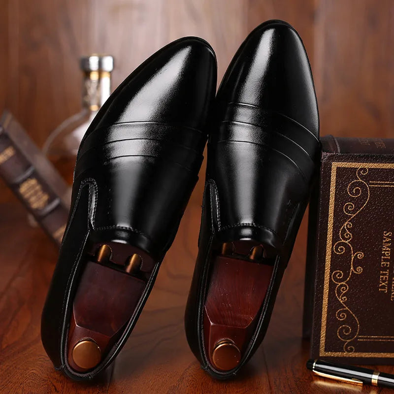 Men's Shoes Luxury Business Dress Shoes Lace Up Non Slip Men Oxford Shoes Pointed Toe Men Flat Shoes Fashion Zapatos De Hombre