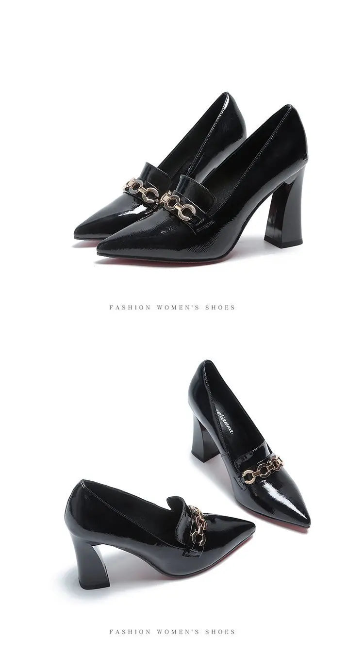 2026 New High Heels Dress Shoes for Women Fashion Pointed Toe Pumps British Style Small Leather Shoes Office Ladies Comfy Pumps