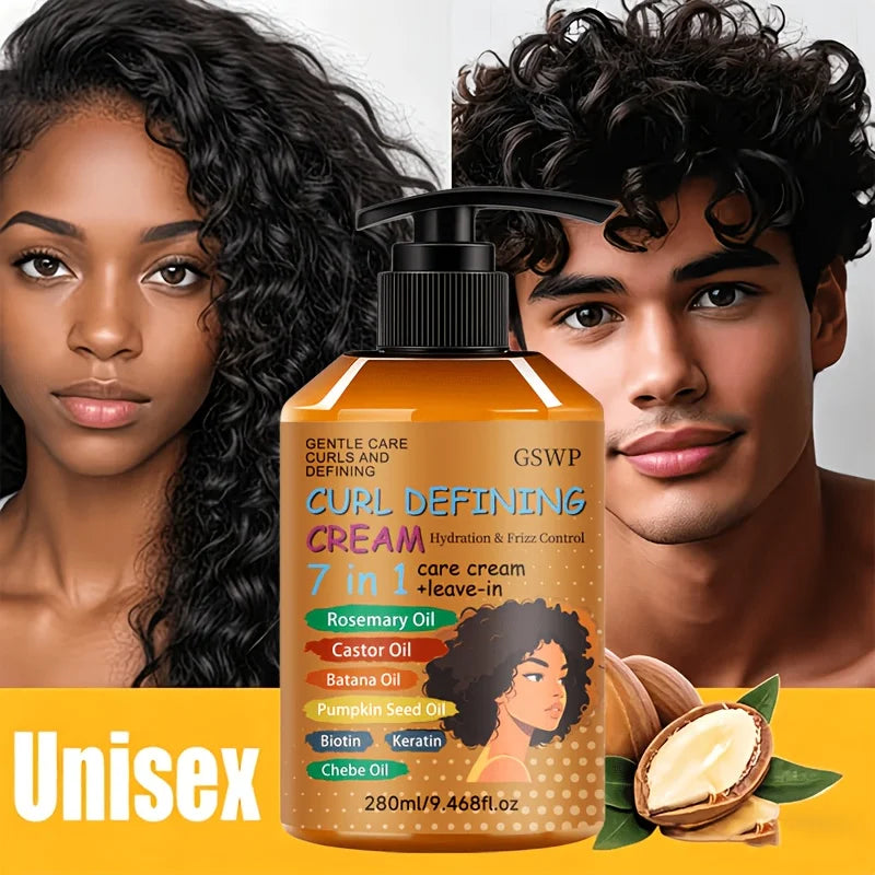 GSWP 7-in-1 Curl Cream, keeps hair fresh and non-sticky, enhancing shine and volume, deep hydration and nourishment. 280/560ml