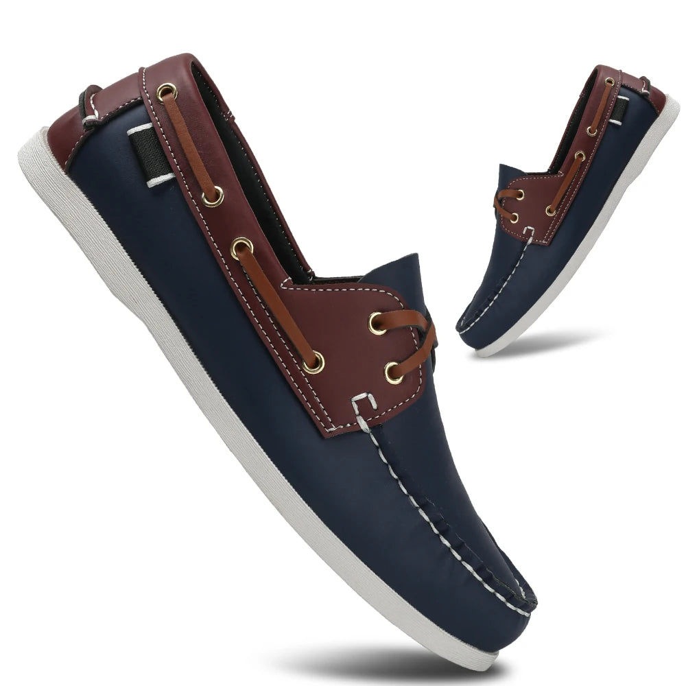 Men's Trendy Apron Toe Loafer Shoes, Slip On Comfy Non Slip For Outdoor Walking Traveling, Spring And Summer