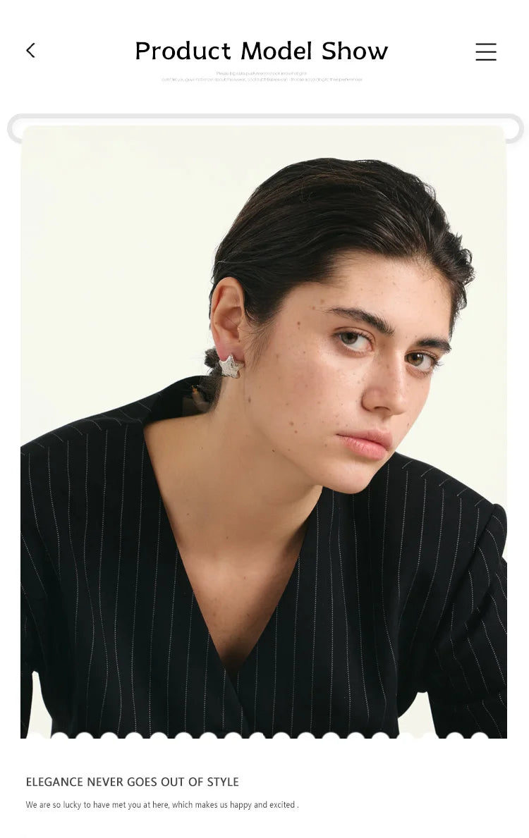 NiNice Arrivals Stainless Steel Metal Hammer Chunky Star Stud Earrings Simple Trendy Daily Women Jewelry Wholesale Gift