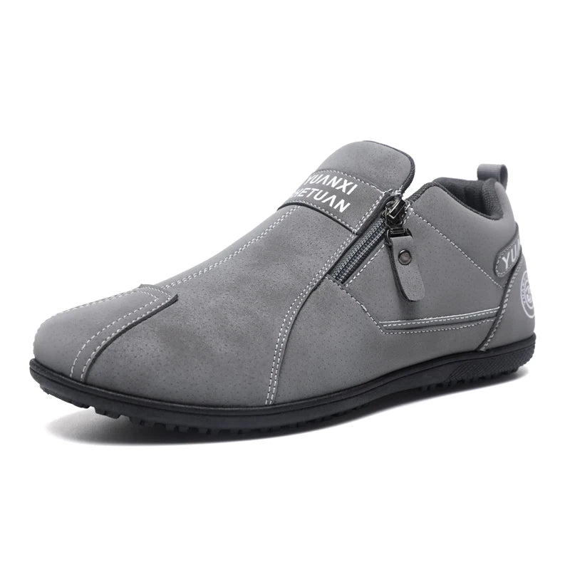 Mens Walking Shoes 2025 New Suede Leather Fashion Zipper Outdoor Hiking Shoes Anti Slip Wear-resistant Casual Sneakers for Men