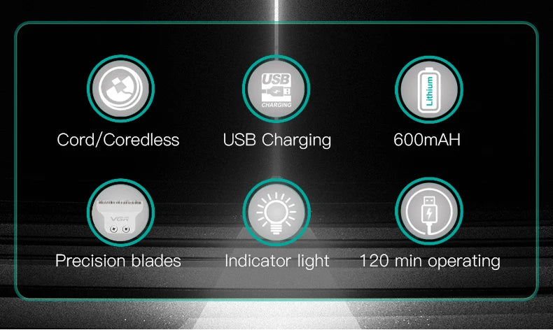 VGR  071 T-blade cutting machine barber rechargeable professional hair clipper trimmer for men cordless