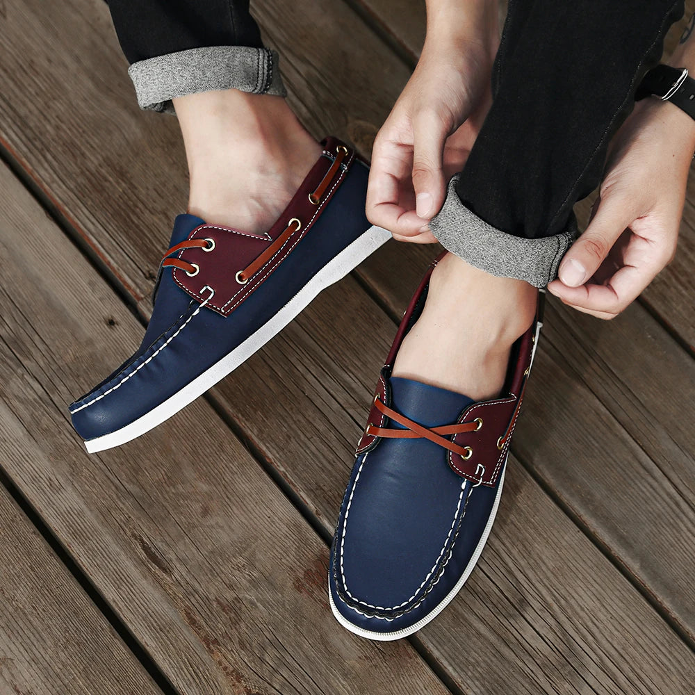 Men's Trendy Apron Toe Loafer Shoes, Slip On Comfy Non Slip For Outdoor Walking Traveling, Spring And Summer
