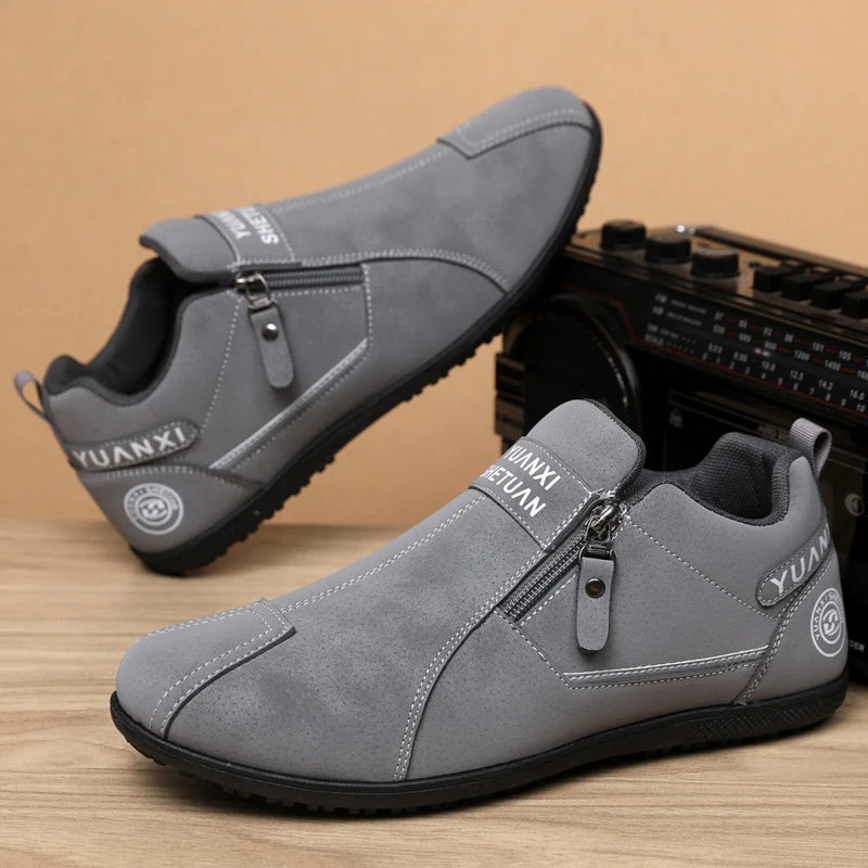 Mens Walking Shoes 2025 New Suede Leather Fashion Zipper Outdoor Hiking Shoes Anti Slip Wear-resistant Casual Sneakers for Men