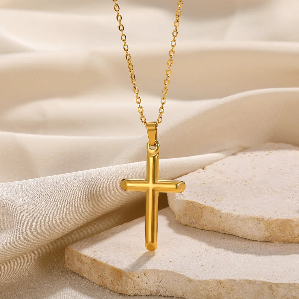 Cross Necklace For Women Classic Cross Collar Gold Color Egyptian Nile Ankh Choker Stainless Steel Chain Aesthetic Jewelry Gift