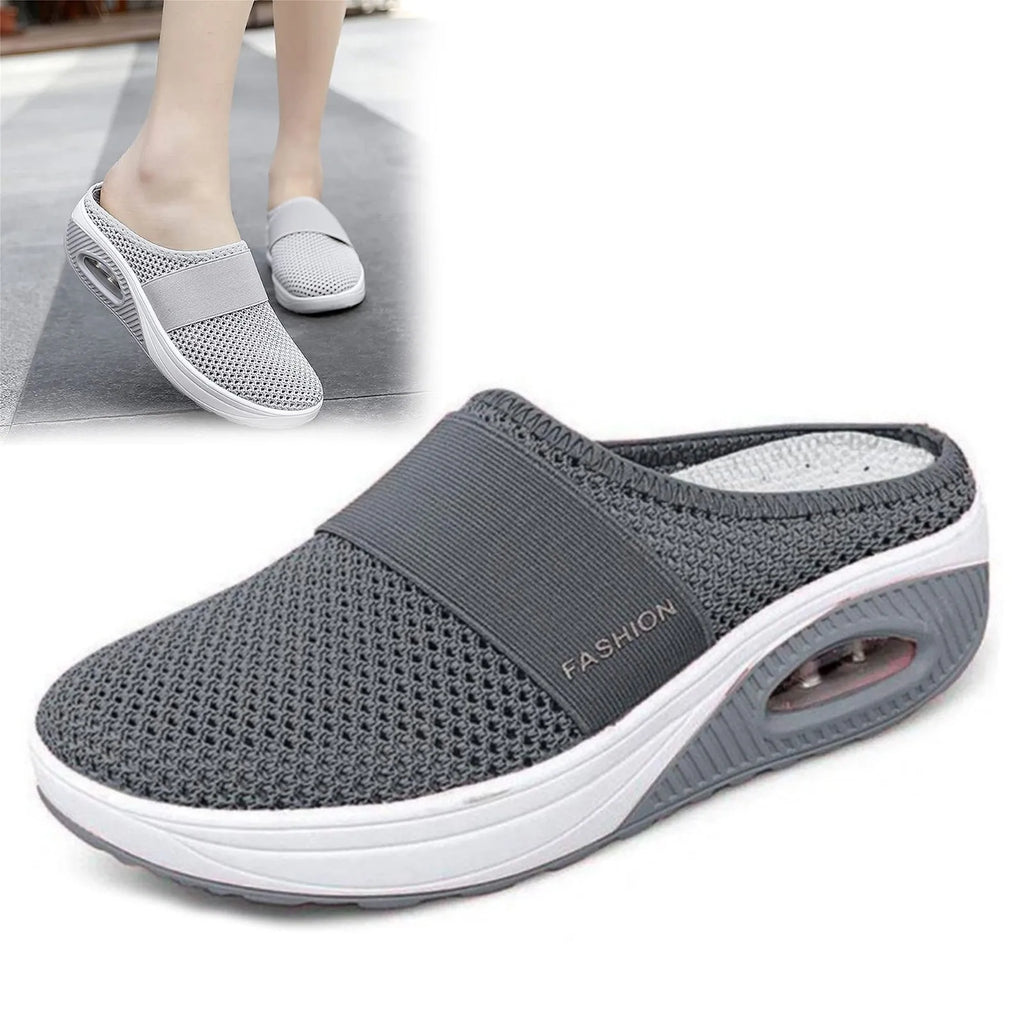 Women Air Cushion Slip On Walking Shoes Breathable Knit Sneakers Lightweight Comfortable Casual Shoes Walking Footwear