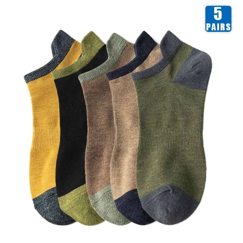 5 Pairs High Quality Cotton Men Short Socks Breathable Casual Spring Summer Crew Ankle Low-Cut Fashion Non-slip Sock for Male