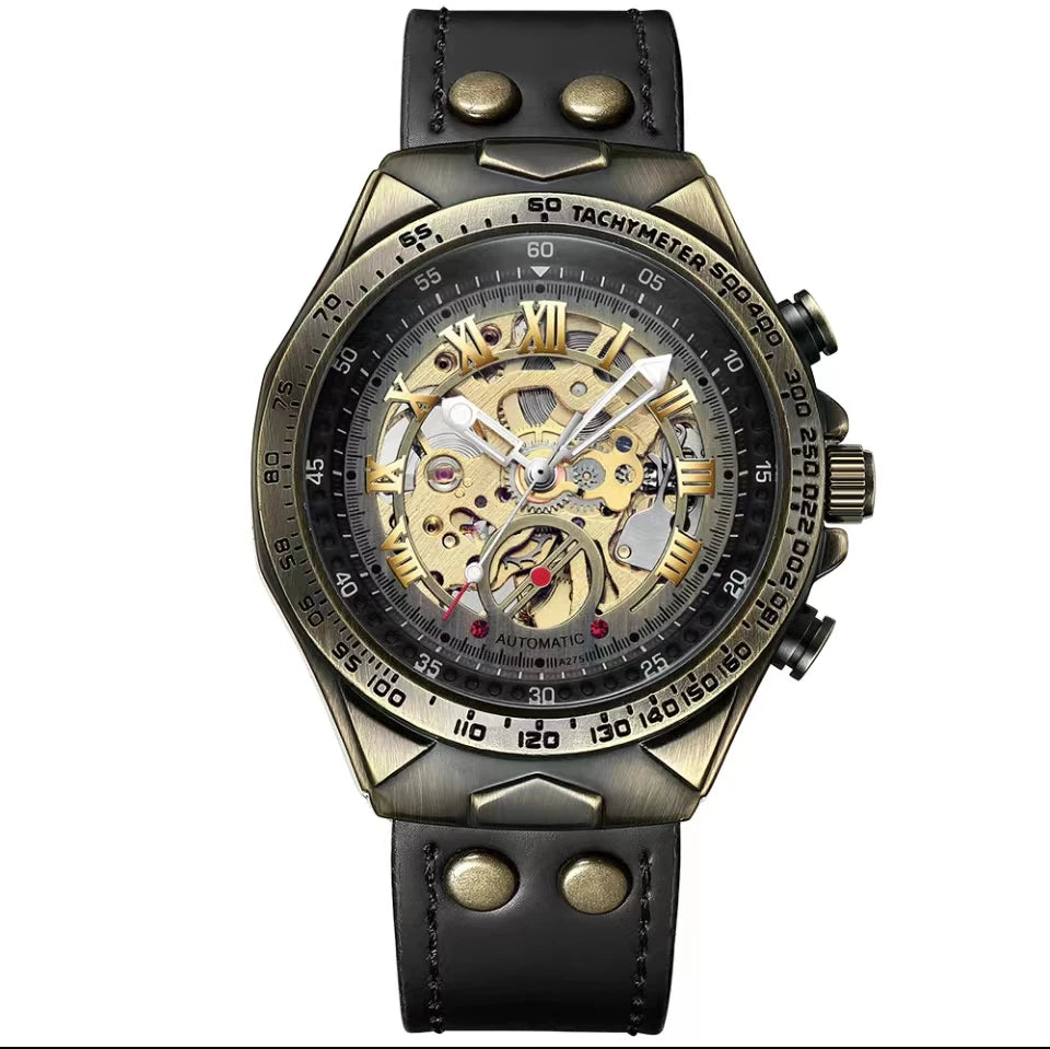 Wrist Watch For Men Waterproof Automatic Mechanical Watch Men's watch Retro montre homme with Genuine Leather relogio masculino