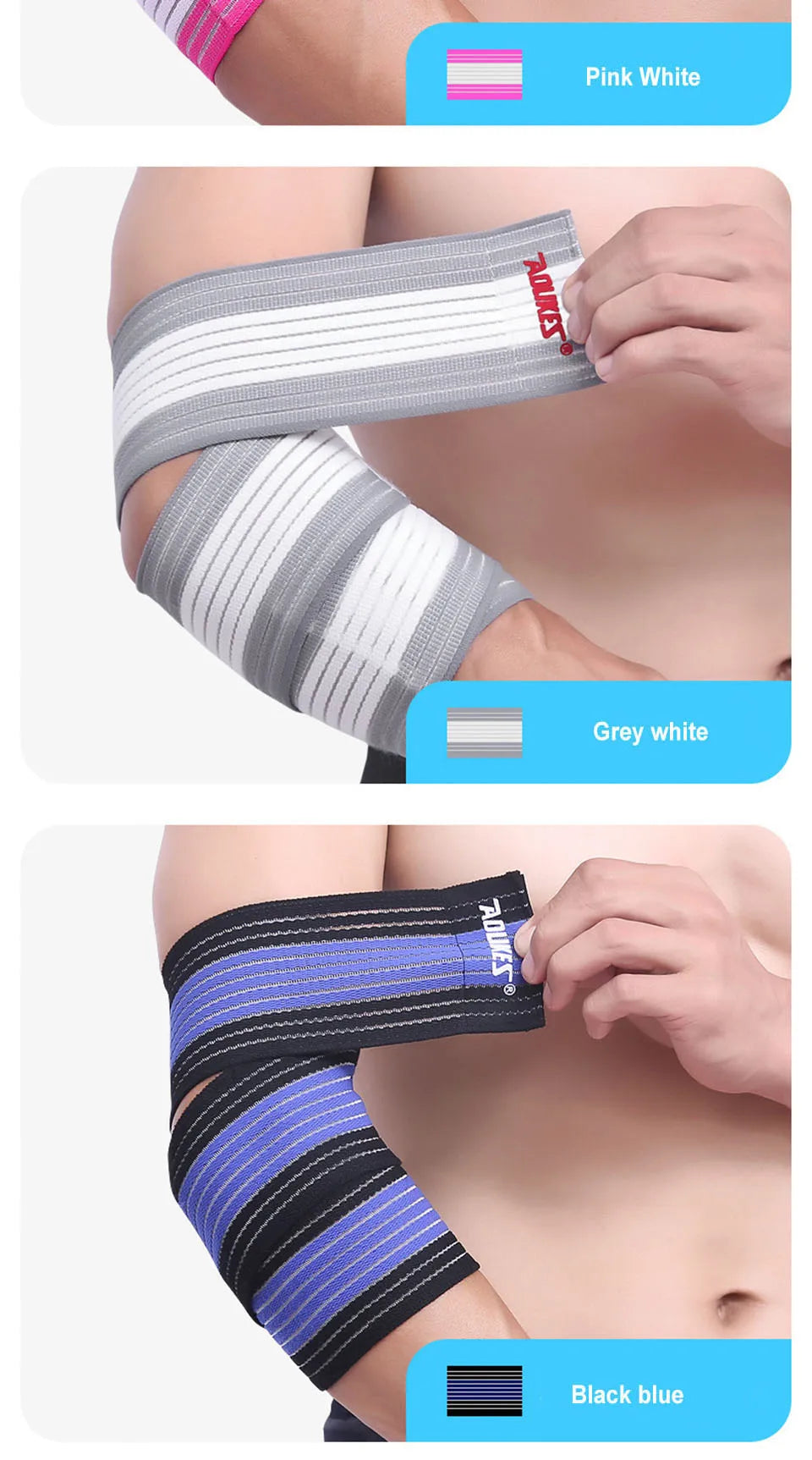 AOLIKES 1PC 40-180CM Elastic Bandage Compression Knee Support Sports Strap Knee Protector Bands Ankle Leg Elbow Wrist Calf Brace