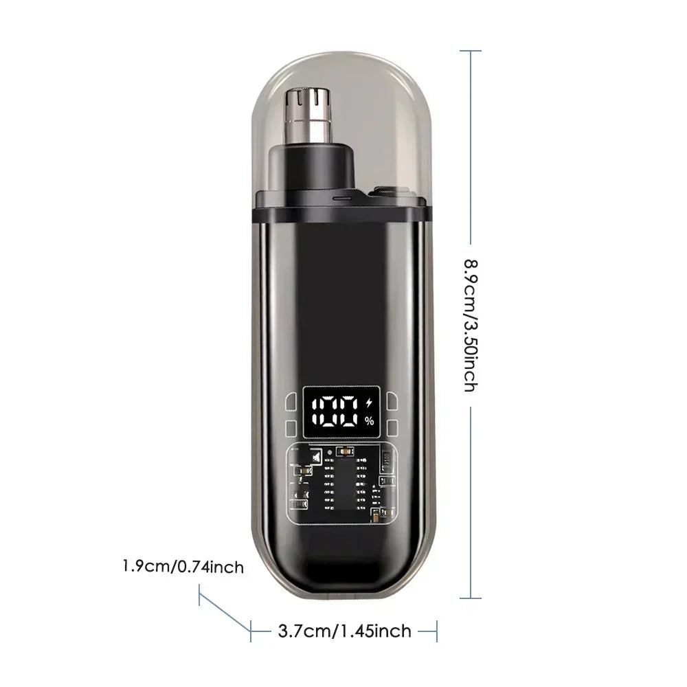 Rechargeable Nose/Ear Hair Trimmer for Men & Women - 2-in-1 Waterproof Dual Blade, Cordless Auto Groomer with USB Charging