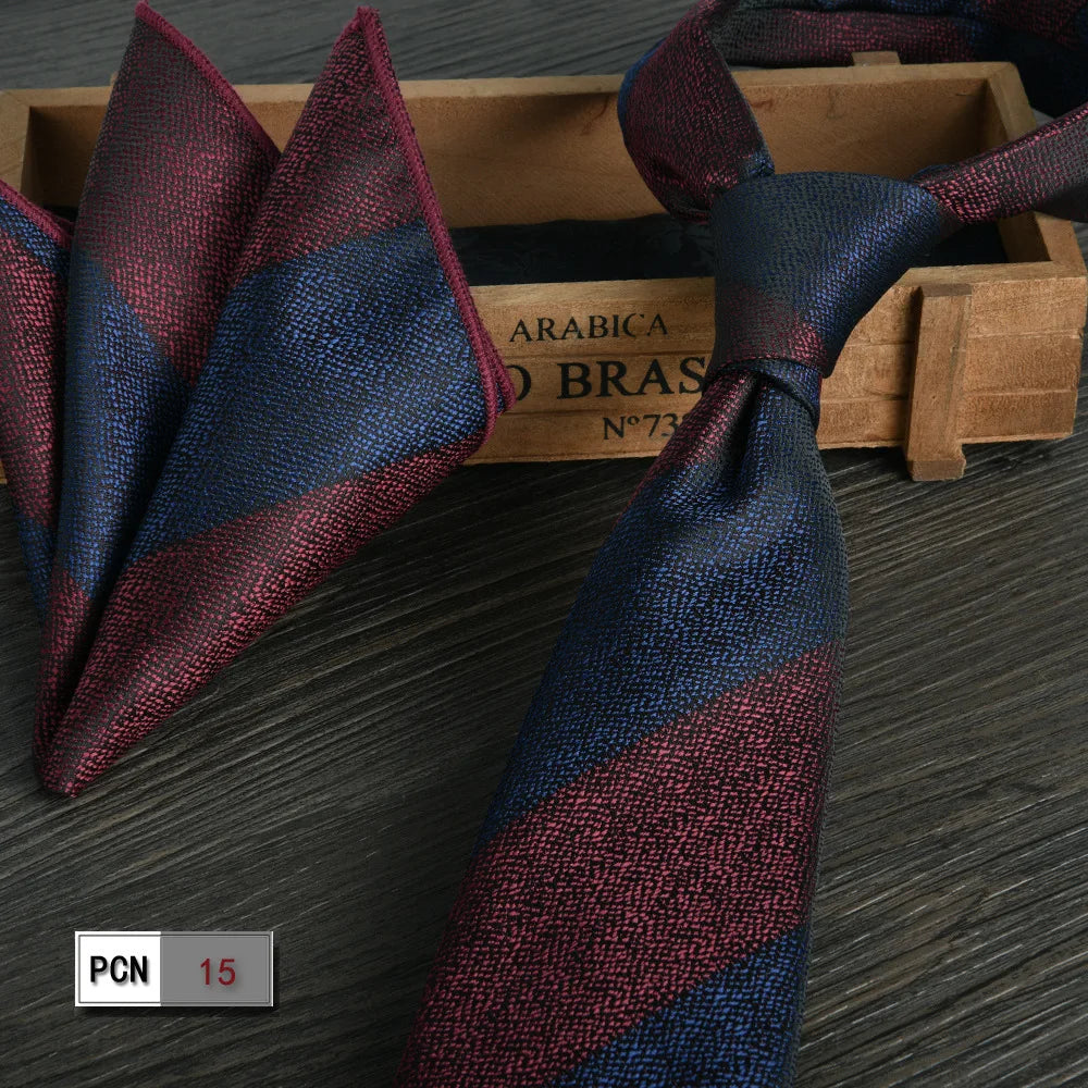 man tie set swine red 8cm Men's Formal tie and pocket square set 2-Piece Business Wedding burgundy ties for men and neckties man