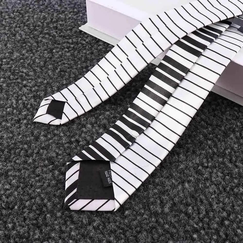 Gifts Classic for Men Fashion Black & White Skinny Tie Music Tie Piano Keyboard Necktie
