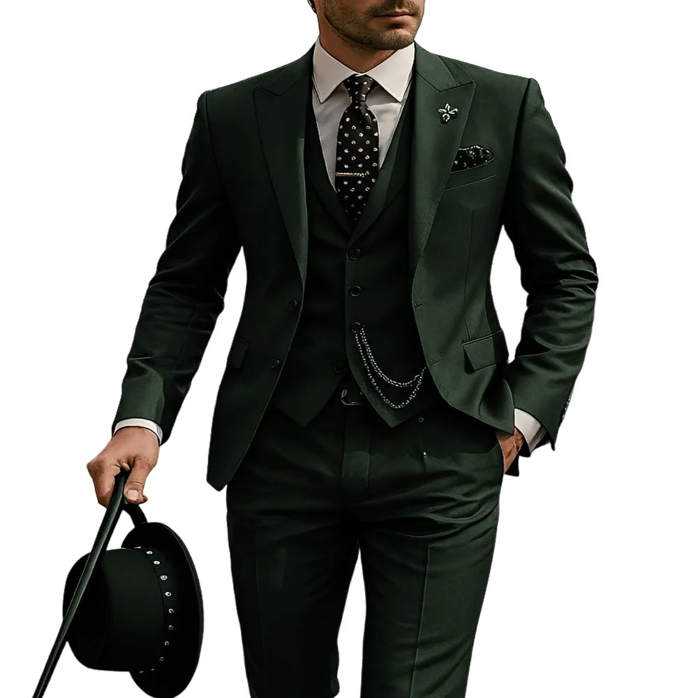 Men's 3-Piece Suit, Wedding Groom's Tuxedo, Party Custom Suit, Elegant Ouifit Custom Blazer and Trousers Vest