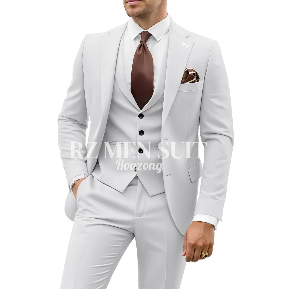 Mens Suit 3 Piece Suits for Men Slim Fit Wedding Groom Suit Men Blazer Vest Pant Suits for Prom Business Formal costumes hommes
