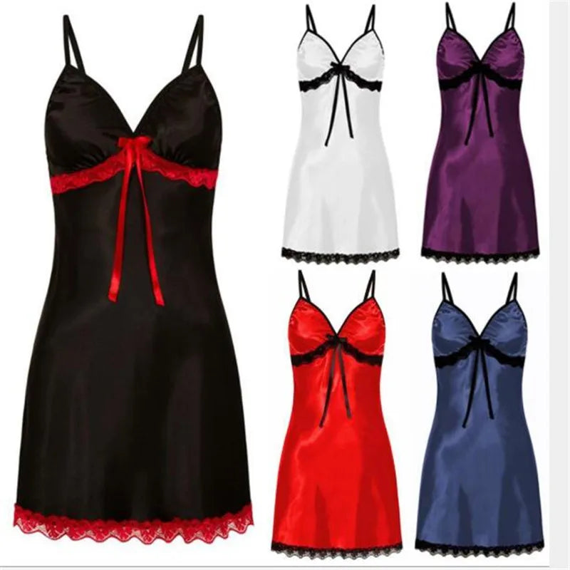 Sexy Perspective Fun Nightgown Women Sleepwear Lace Floral Nightie Lingerie Suspenders Nightdress Comfortable Robe Summer