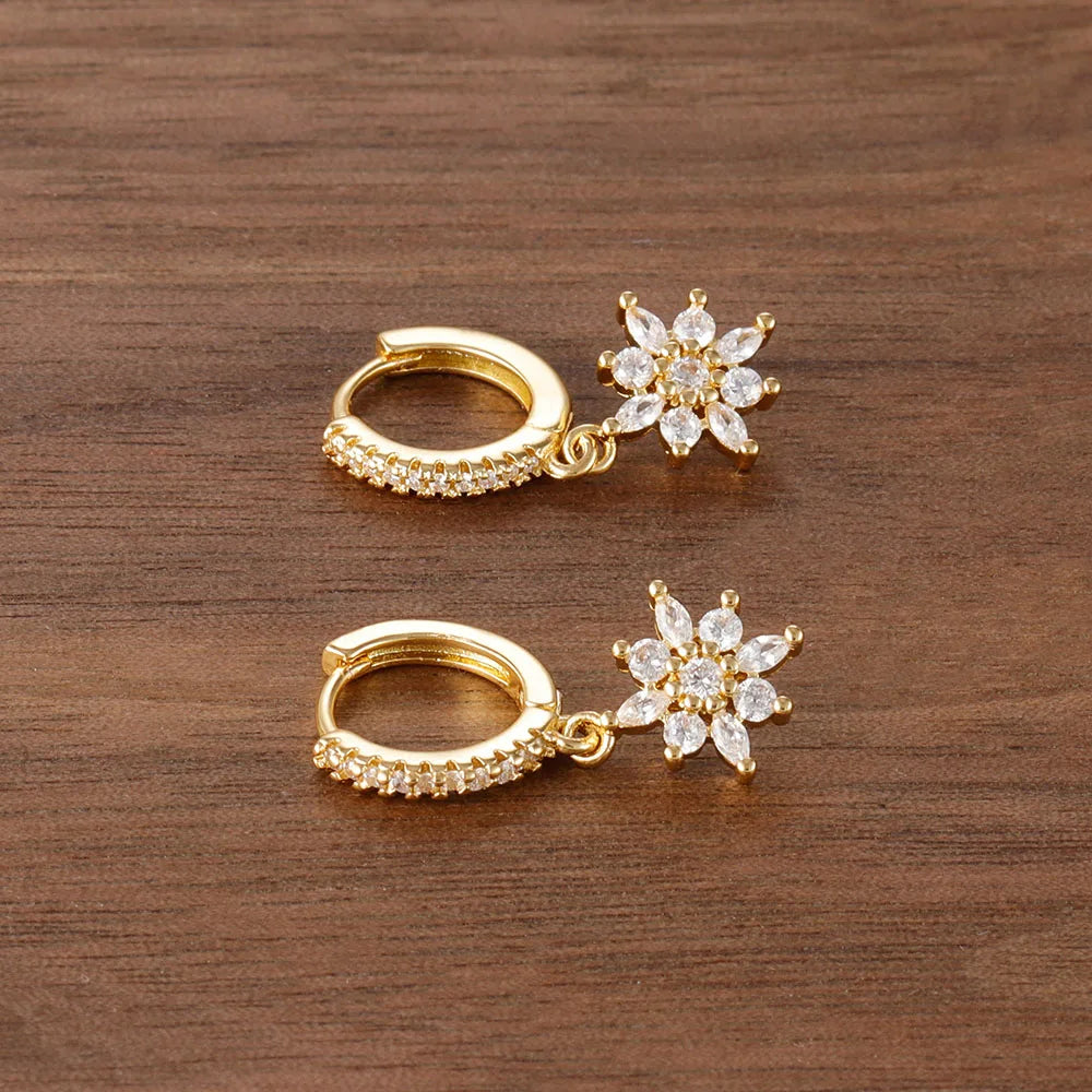 Luxury Stainless Steel Star Dangle Earrings For Women Sparkling Zircons Geometric Ear Piercing Earring Fashion Jewelry aretes