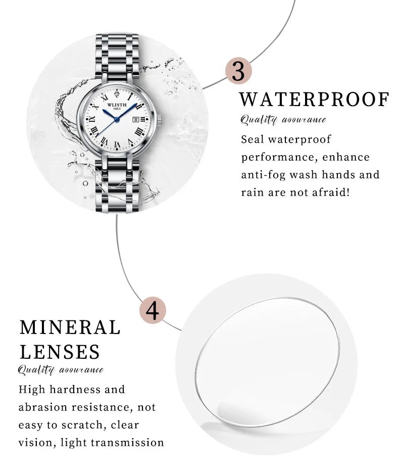 Watches for Women Stainless Steel Modern Hand Clock Female Gifts Luminous Waterproof Ladies Wristwatches for Women Montre Femme