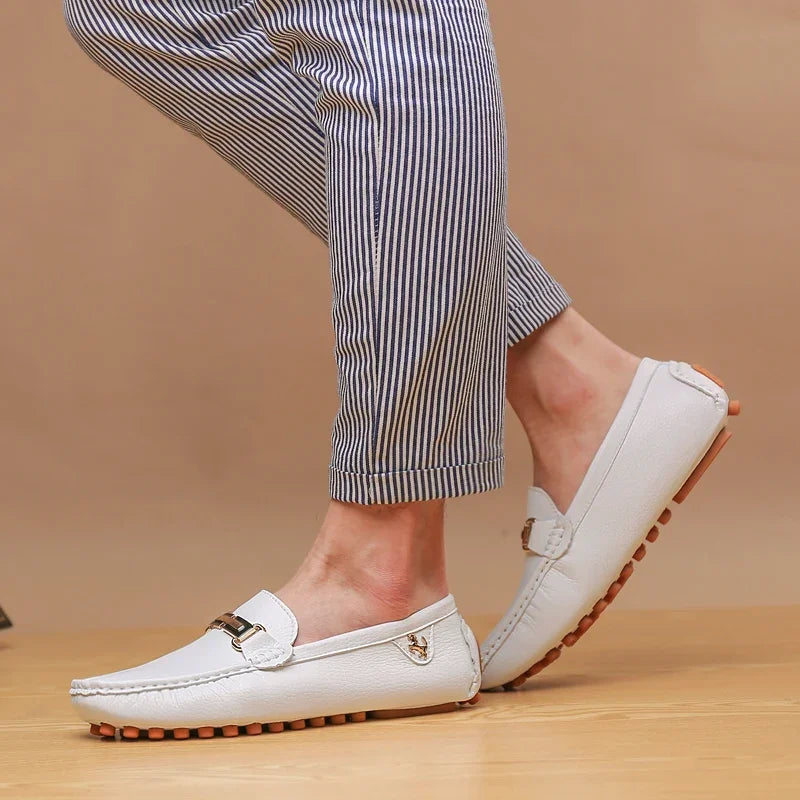YRZL Shoes Men Handmade PU Leather Loafer Casual Driving Flats Slip-on Shoes Luxury Comfy Moccasins White Loafers Shoes for Men