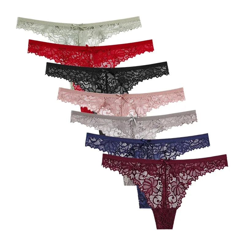 5 PCS/Set Sexy Lace Thongs Low Waist Underwear Women G-string Underpants Lady Bikini Panties Female Sexy Lingerie M-XL